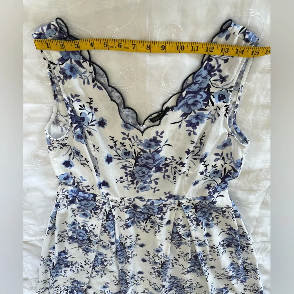 For Cynthia XL White w/Blue Floral Print Sleeveless MidAxi Dress - Picture 8 of 14